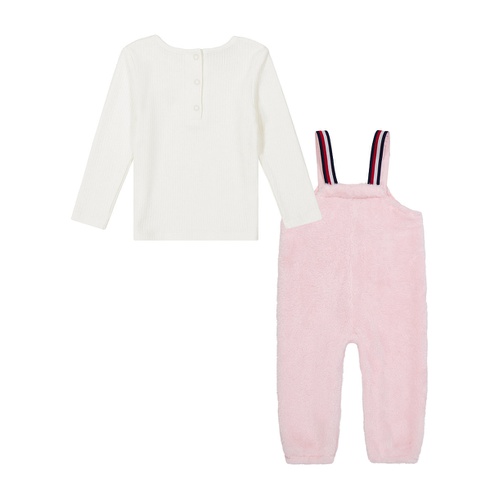 타미힐피거 Baby Girl Drop Needle Long Sleeve Tee Sherpa Overalls 2 Piece Set