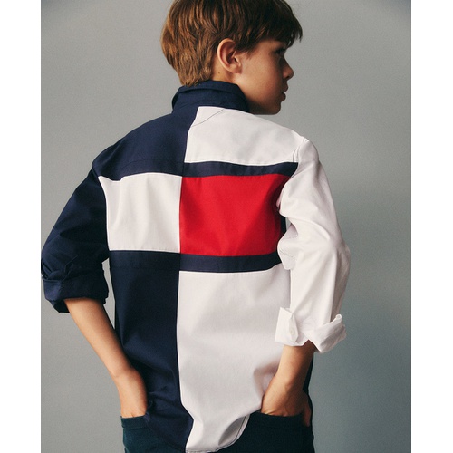 타미힐피거 Toddler and Little Boys Classic Tommy Long Sleeve Shirt