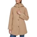 Womens Hooded Button-Front Coat