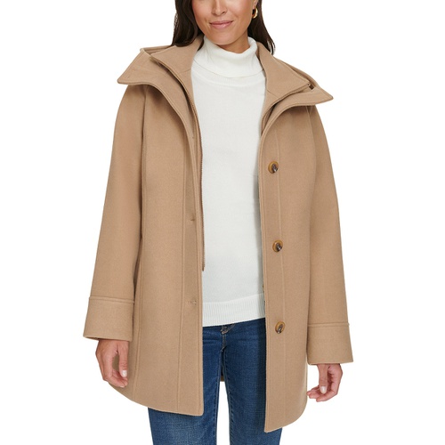 타미힐피거 Womens Hooded Button-Front Coat