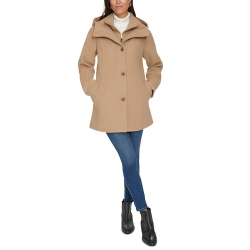 타미힐피거 Womens Hooded Button-Front Coat