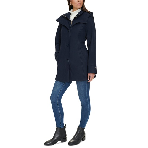 타미힐피거 Womens Hooded Button-Front Coat