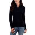 Womens Cotton Quarter Zip Cable Knit Sweater