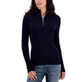 Womens Cotton Quarter Zip Cable Knit Sweater