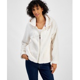 Womens Sherpa Zip Front Hooded Jacket