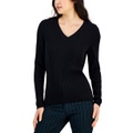 Womens Cotton Cable Ivy V Neck Sweater