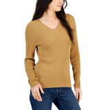 Womens Cotton Cable Ivy V Neck Sweater