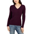 Womens Cotton Cable Ivy V Neck Sweater