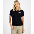 Womens Cotton Contrast Trim Polo Top