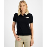 Womens Cotton Contrast Trim Polo Top