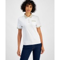 Womens Cotton Contrast Trim Polo Top