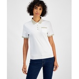 Womens Cotton Contrast Trim Polo Top