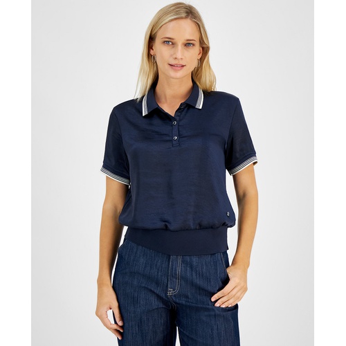 타미힐피거 Womens Charmeuse Wove Polo Top