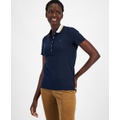 Womens Glitter Collar Polo Shirt