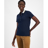 Womens Glitter Collar Polo Shirt