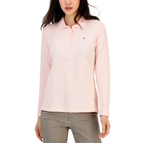 타미힐피거 Womens Logo Long Sleeve Polo Shirt