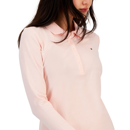 타미힐피거 Womens Logo Long Sleeve Polo Shirt