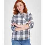 Womens Perry Plaid Metallic Threaded Shirt