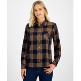 Womens Perry Plaid Metallic Threaded Shirt