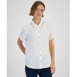 Womens Contrast Collar Short Sleeve Shirt