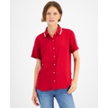 Womens Contrast Collar Short Sleeve Shirt