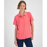 Womens Contrast Collar Short Sleeve Shirt