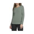 Womens Cotton Blend Ribbed Long Sleeve T Shirt