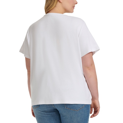 타미힐피거 Plus Size V Neck T Shirt