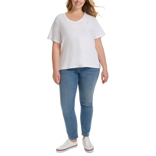 타미힐피거 Plus Size V Neck T Shirt