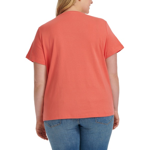 타미힐피거 Plus Size V Neck T Shirt