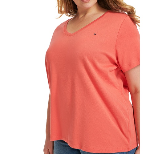 타미힐피거 Plus Size V Neck T Shirt