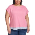 Plus Size Boat Neck Ruffled Hem T Shirt