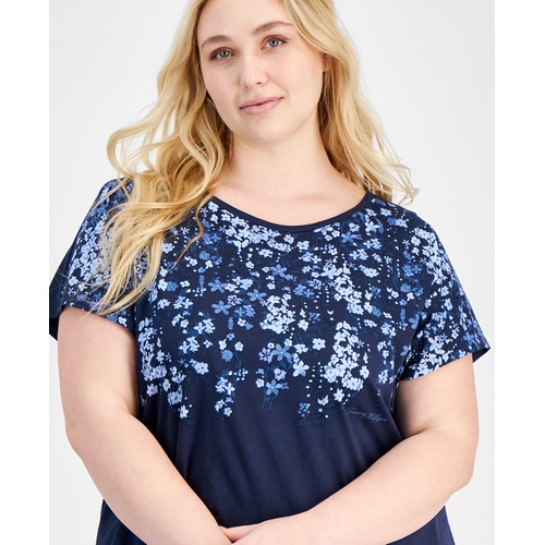 타미힐피거 Plus Size Floral Print Pullover Top