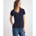 Womens Dot Print Signature V Neck Top