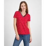 Womens Dot Print Signature V Neck Top