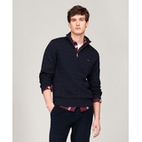 Mens Long Sleeve Cable Knit Quarter Zip Sweater