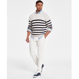 Mens Textured Knit Stripe Crewneck Sweater