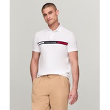 Mens Short Sleeve Embroidered Chest Stripe Polo Shirt