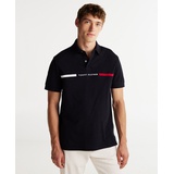 Mens Short Sleeve Embroidered Chest Stripe Polo Shirt