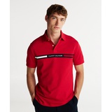 Mens Short Sleeve Embroidered Chest Stripe Polo Shirt