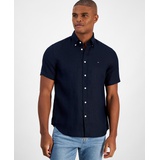 Mens Short Sleeve Button Down Linen Shirt