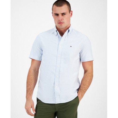 타미힐피거 Mens Heritage Oxford Striped Short Sleeve Button Down Shirt