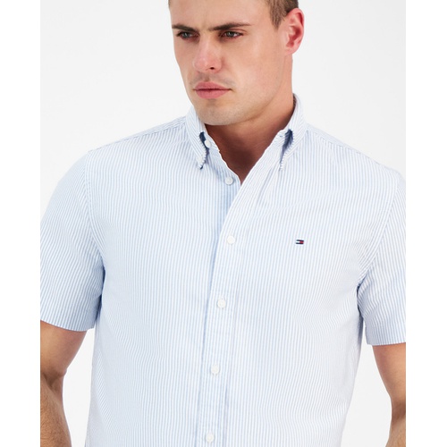 타미힐피거 Mens Heritage Oxford Striped Short Sleeve Button Down Shirt