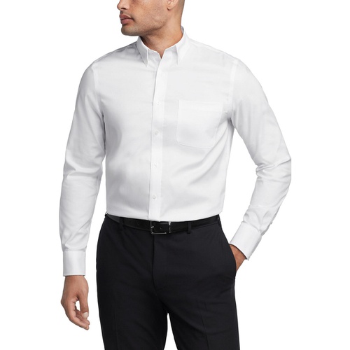 타미힐피거 Mens TH Flex Regular Fit Wrinkle Resistant Stretch Pinpoint Oxford Dress Shirt