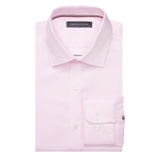 타미힐피거 Mens TH Flex Slim Fit Wrinkle Free Stretch Twill Dress Shirt