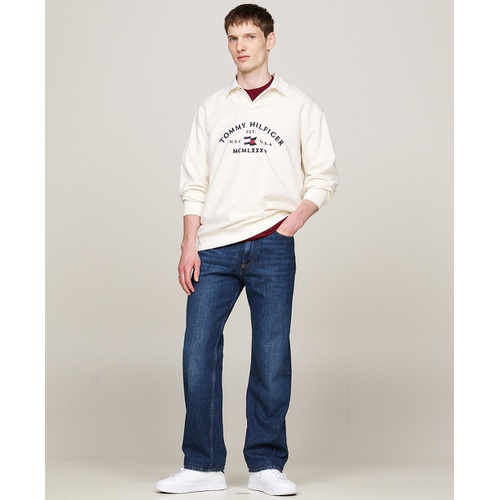 타미힐피거 Mens Long Sleeve Nautical Arch Logo Polo Sweatshirt