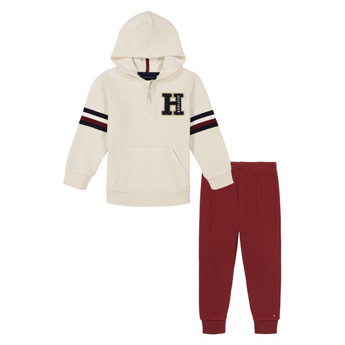 타미힐피거 Baby Boy 1/4 Zip Fleece Monogram Hoodie Joggers 2 Piece Set