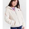 Toddler and Little Girls Minky Zip Front Hoodie