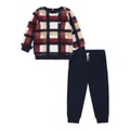 Toddler Boy Plaid Sherpa Crewneck Fleece Joggers 2 Piece Set