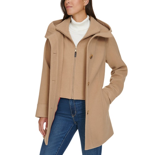 타미힐피거 Womens Hooded Button-Front Coat